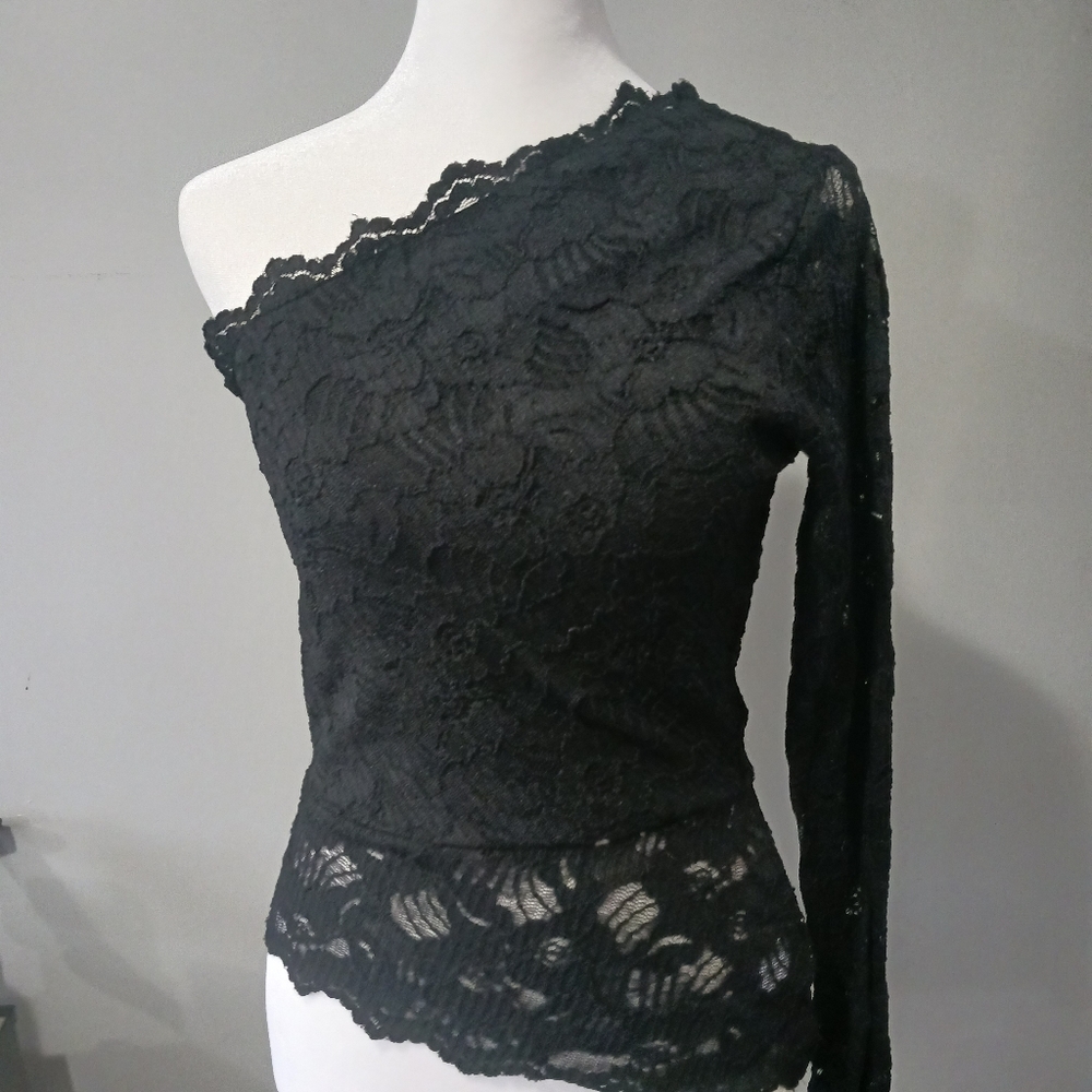 Express one sleeve black lace size small